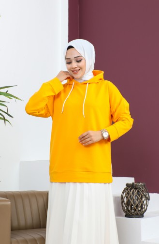 Kapüşonlu Sweatshirt 23002-09 Gold