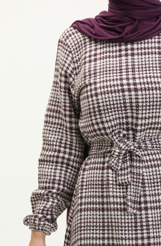 Robe A Ceinture Et Jupe Froncee 0253-02 Prune 0253-02