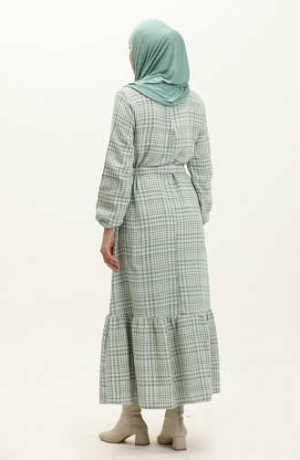 Shirred Skirt Belted Dress 0253-D-03 Rose Green 0253-D-03