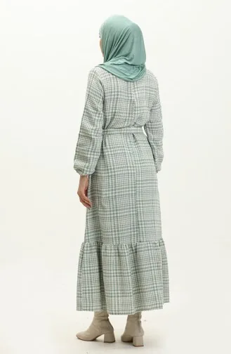 Robe A Ceinture Et Jupe Froncee 0253-03 Vert 0253-03