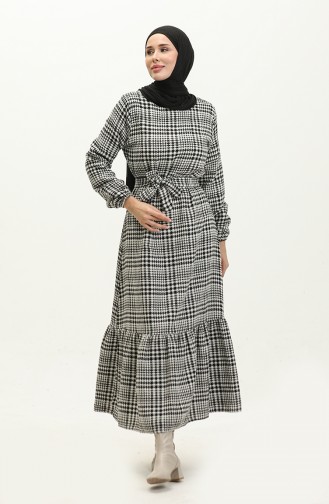 Shirred Skirt Belted Dress 0253-D-04 Black 0253-D-04