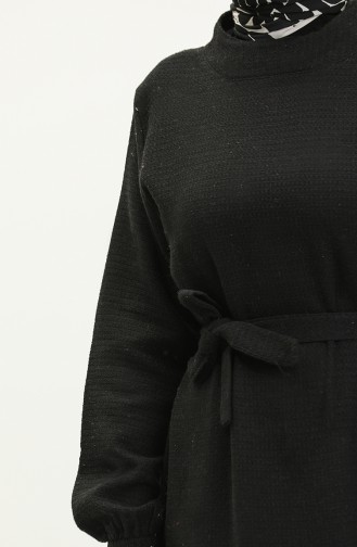 Robe Tweed à Ceinture 0258D-01 Noir 0258D-01
