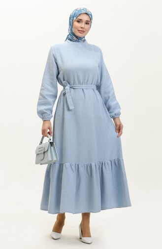 Tweed Belted Dress 0258-03 Baby Blue 0258-03