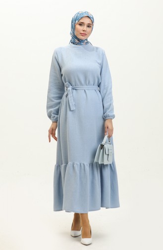 Tweed Belted Dress 0258-03 Baby Blue 0258-03