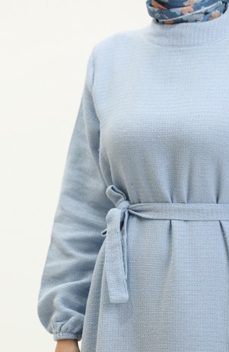 Tüvit Kuşaklı Elbise 0258-03 Bebe Mavisi