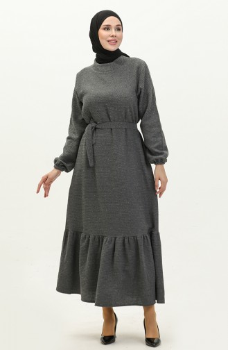 Tweed Belted Dress 0258-05 Anthracite 0258-05