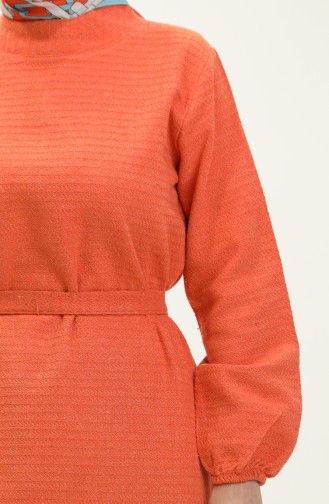 Tweed Belted Dress 0258-06 Orange 0258-06