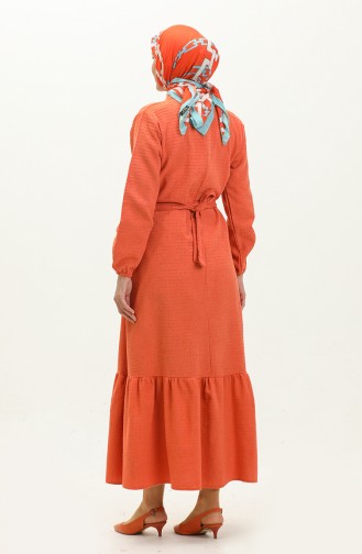 Tweed Belted Dress 0258-06 Orange 0258-06