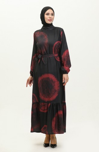 Digital Printed Dress 0262-03 Black Cherry 0262-03