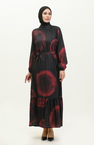 Digital Bedrucktes Kleid 0262-03 Black Cherry 0262-03