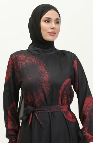 Digital Bedrucktes Kleid 0262-03 Black Cherry 0262-03