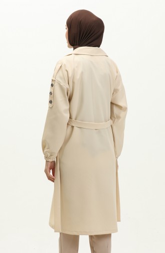 Button Detailed Trench Coat Beige 19147 14798