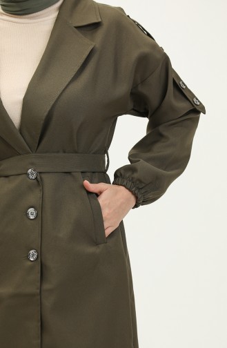 Button Detailed Trench Coat Khaki 19147 14799