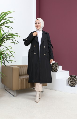 Buttoned Trench Coat 1855-01 Black 1855-01