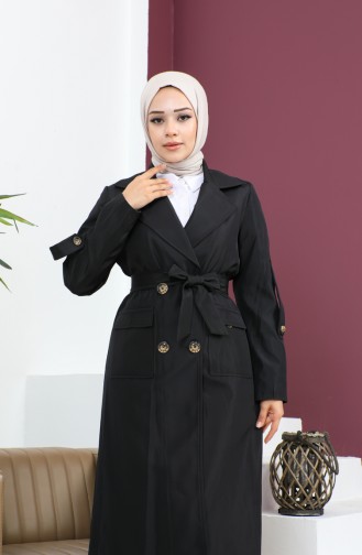 Buttoned Trench Coat 1855-01 Black 1855-01
