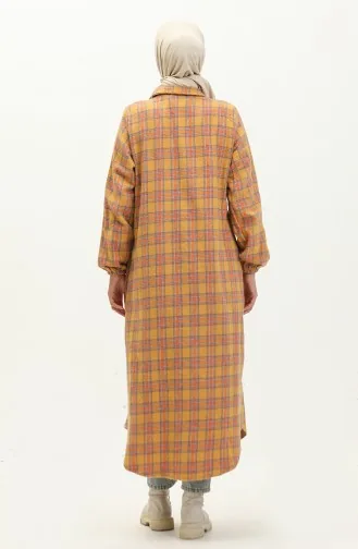 Lumberjack Plaid Gemusterte Lange Tunika 0252-01 Senf 0252-01