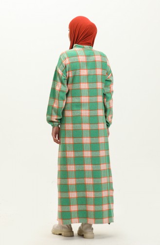 Glannel  Plaid Patterned Long Tunic 0259-01 Green 0259-01
