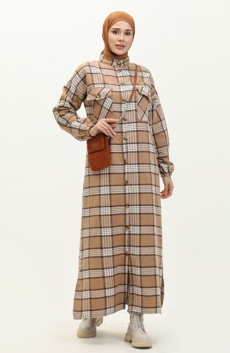 Lumberjack Plaid Gemusterte Lange Tunika 0259-02 Nerz 0259-02