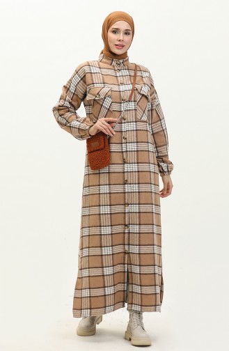 Lumberjack Plaid Patterned Long Tunic 0259-02 Mink 0259-02