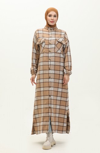 Lange Tuniek Met Houthakkersruitmotief 0259-02 Mink 0259-02