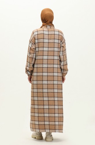 Lumberjack Plaid Patterned Long Tunic 0259-02 Mink 0259-02