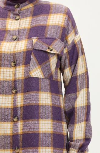 Lumberjack Plaid Patterned Long Tunic 0259-04 Purple 0259-04