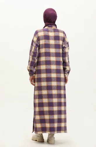 Lumberjack Plaid Patterned Long Tunic 0259-04 Purple 0259-04