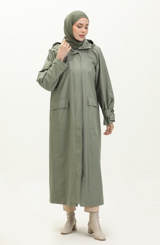 Vivezza Trenchcoat Mit Kapuze Und Breitem Kragen Und Reißverschluss 6976 03 Grün 3251