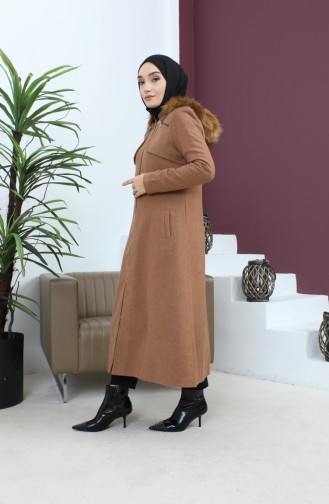 Manteau Cajou À Capuche Zippé Marron 12265 14780