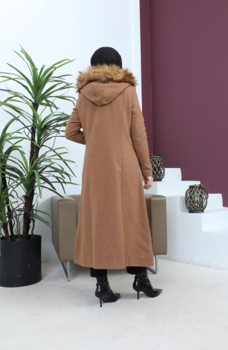 Manteau Cajou À Capuche Zippé Marron 12265 14780