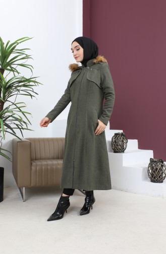 Manteau Kachet à Capuche Zippé Kaki 12265 14783