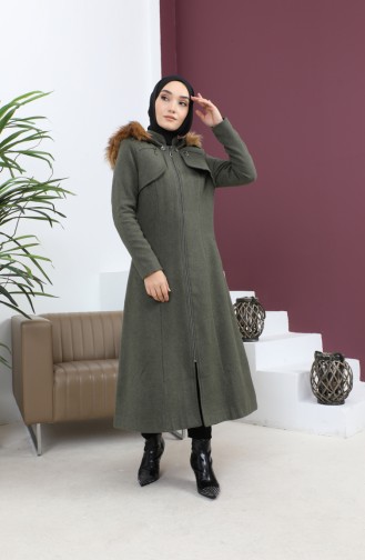 Manteau Kachet à Capuche Zippé Kaki 12265 14783