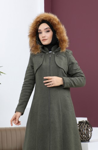 Manteau Kachet à Capuche Zippé Kaki 12265 14783