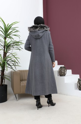 Zippered Hooded Cashew Coat Gray 12265 14784