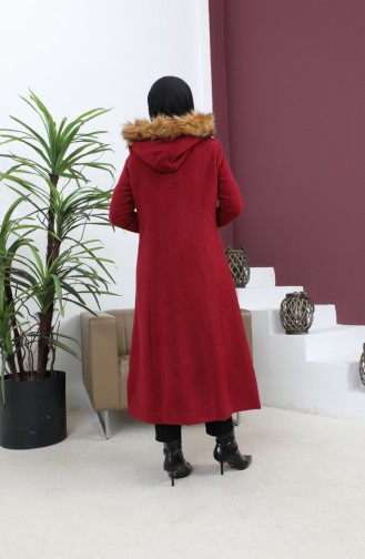 Zippered Hooded Cashew Coat Claret Red 12265 14785