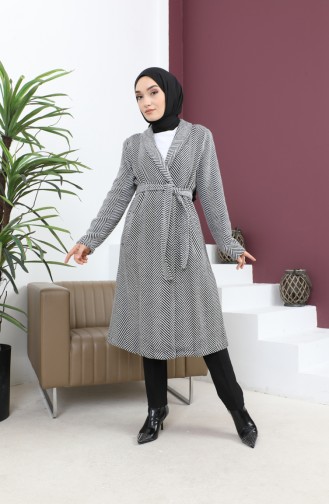 معطف كشمير بياقة واسعة أسود 19157 14902