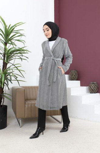 معطف كشمير بياقة واسعة أسود 19157 14902