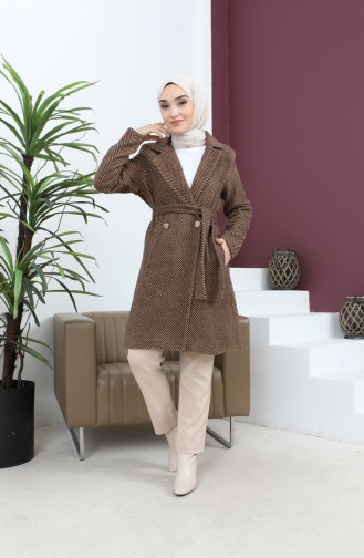 معطف كشمير بأزرار بني 19162 14906