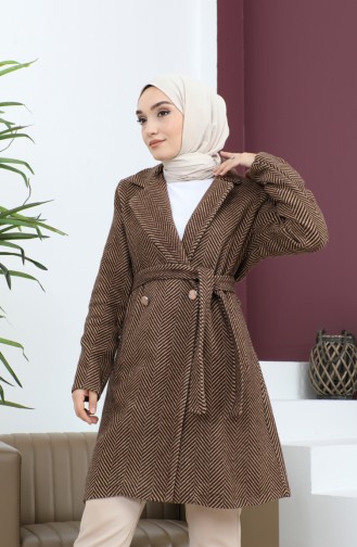 معطف كشمير بأزرار بني 19162 14906