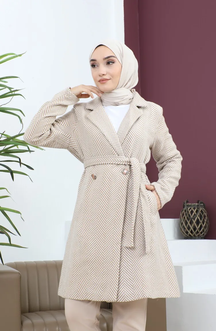 Buttoned Cashmere Coat Beige 19162 14907