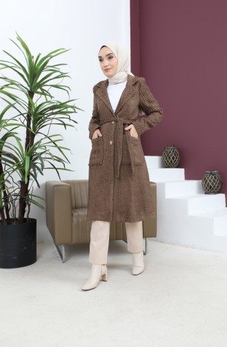 Pocketed Kachet Coat Brown 19163 14910