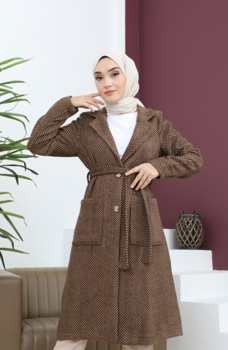 Pocketed Kachet Coat Brown 19163 14910