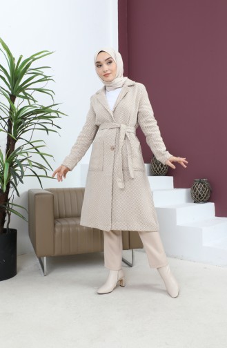 معطف كاشيه بجيوب بيج 19163 14911