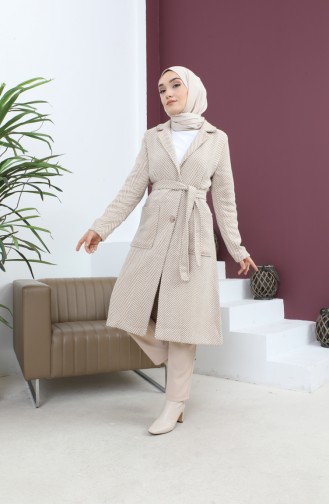 معطف كاشيه بجيوب بيج 19163 14911