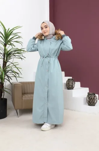 Manteau Côtelé à Capuche Grande Taille Menthe 15500 14835