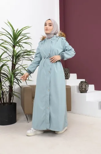 Manteau Côtelé à Capuche Grande Taille Menthe 15500 14835