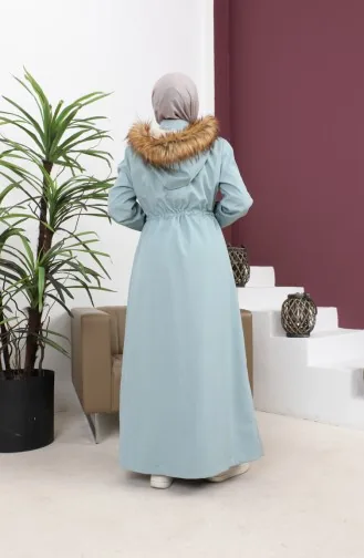 Manteau Côtelé à Capuche Grande Taille Menthe 15500 14835