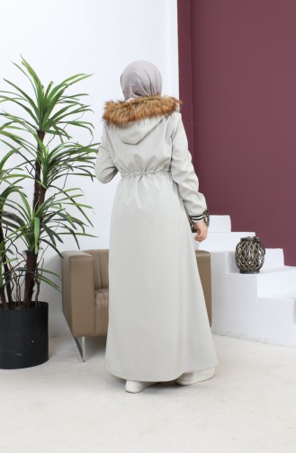 Manteau Côtelé à Capuche Grande Taille Beige 15500 14836