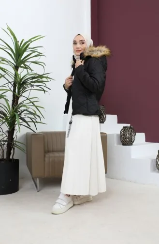 Short Quilted Puffer Jacket Black 12256 14839