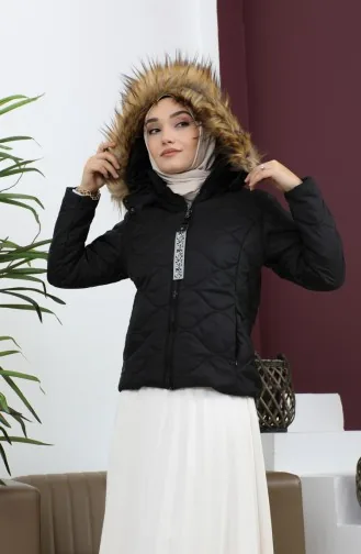 Short Quilted Puffer Jacket Black 12256 14839